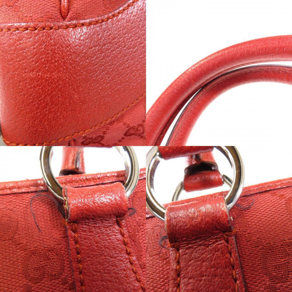 Gucci Leather Red bag Red tote Canvas GG Shoulder - Picture 10 of 11